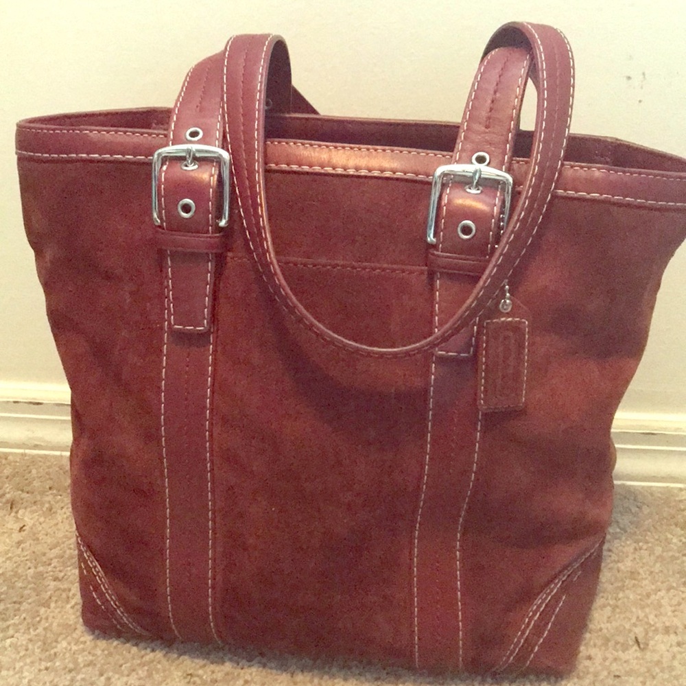 COACH Ox blood suede purse